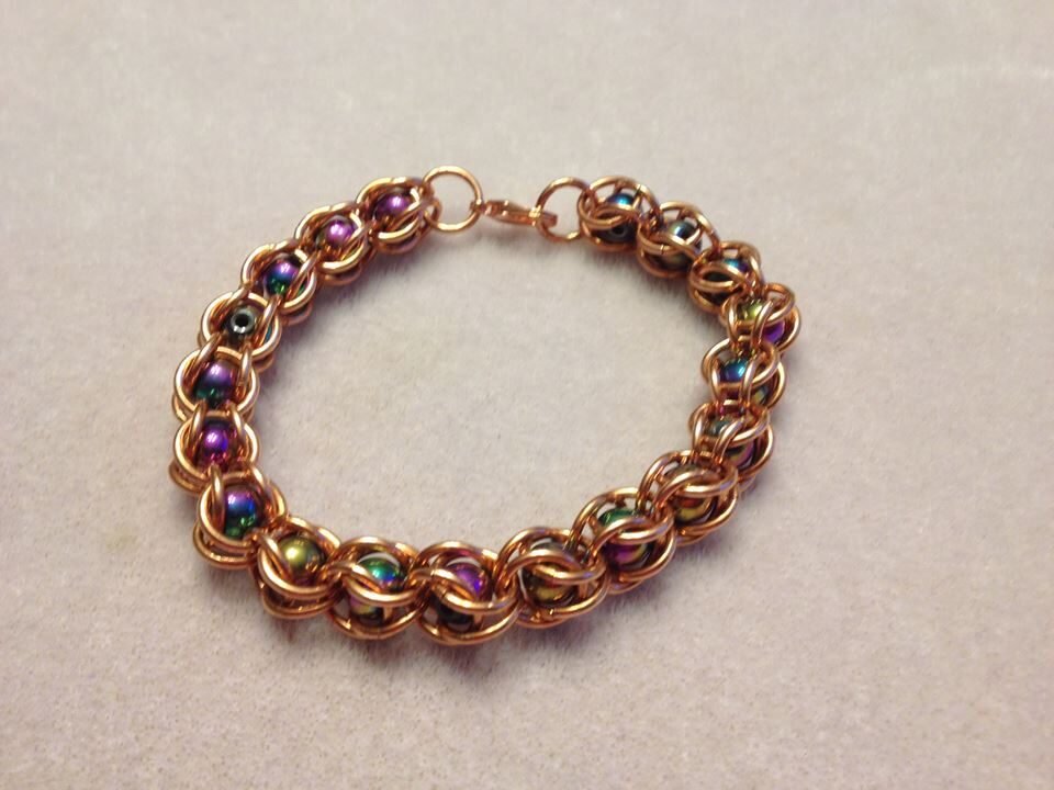 Coloured magnets and copper bracelet