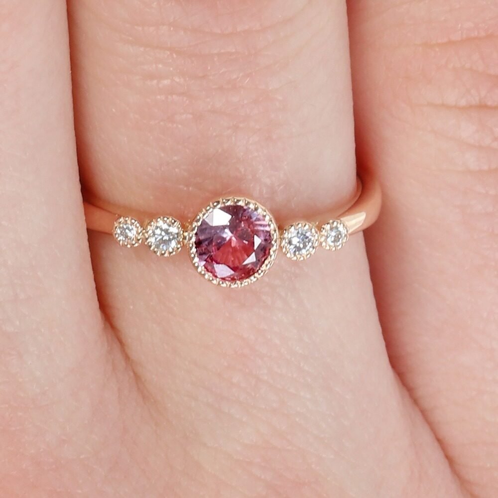 Pink Sapphire Diamond Ring 6