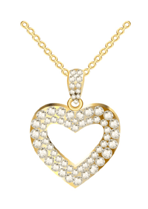 Heart Shape Gold Pendant With Diamond