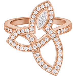 Leaf Shape Rose Ring Gold With Diamond