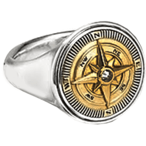 Oval Signet Compass Ring