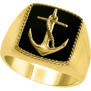 Square Signet Anchor With Rope ring